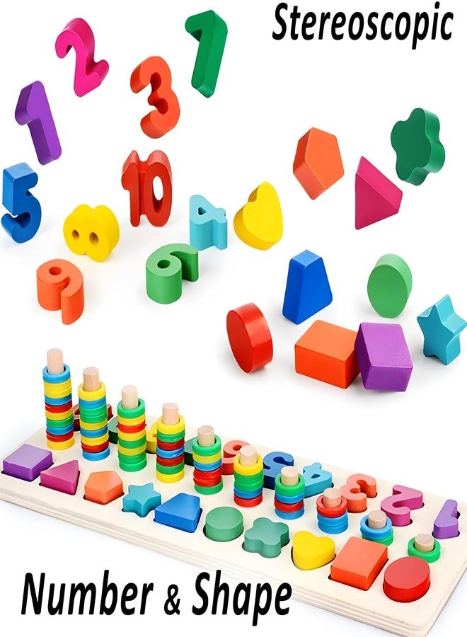 SANTALON 3-in-1 Wooden Puzzles for Toddlers | ABC Alphabet, Numbers & Shapes Learning Puzzle Board for Kids | Early Educational Toys for 1-3 & 2-4 Years | Brain Development Wooden Puzzle Blocks - Image 2